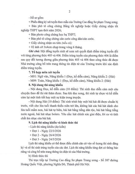 Thông báo tuyển sinh ngành giáo dục mầm non