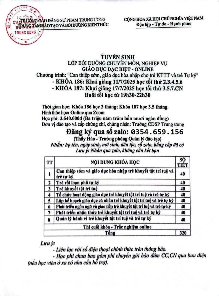 chứng chỉ giáo dục đặc biệt